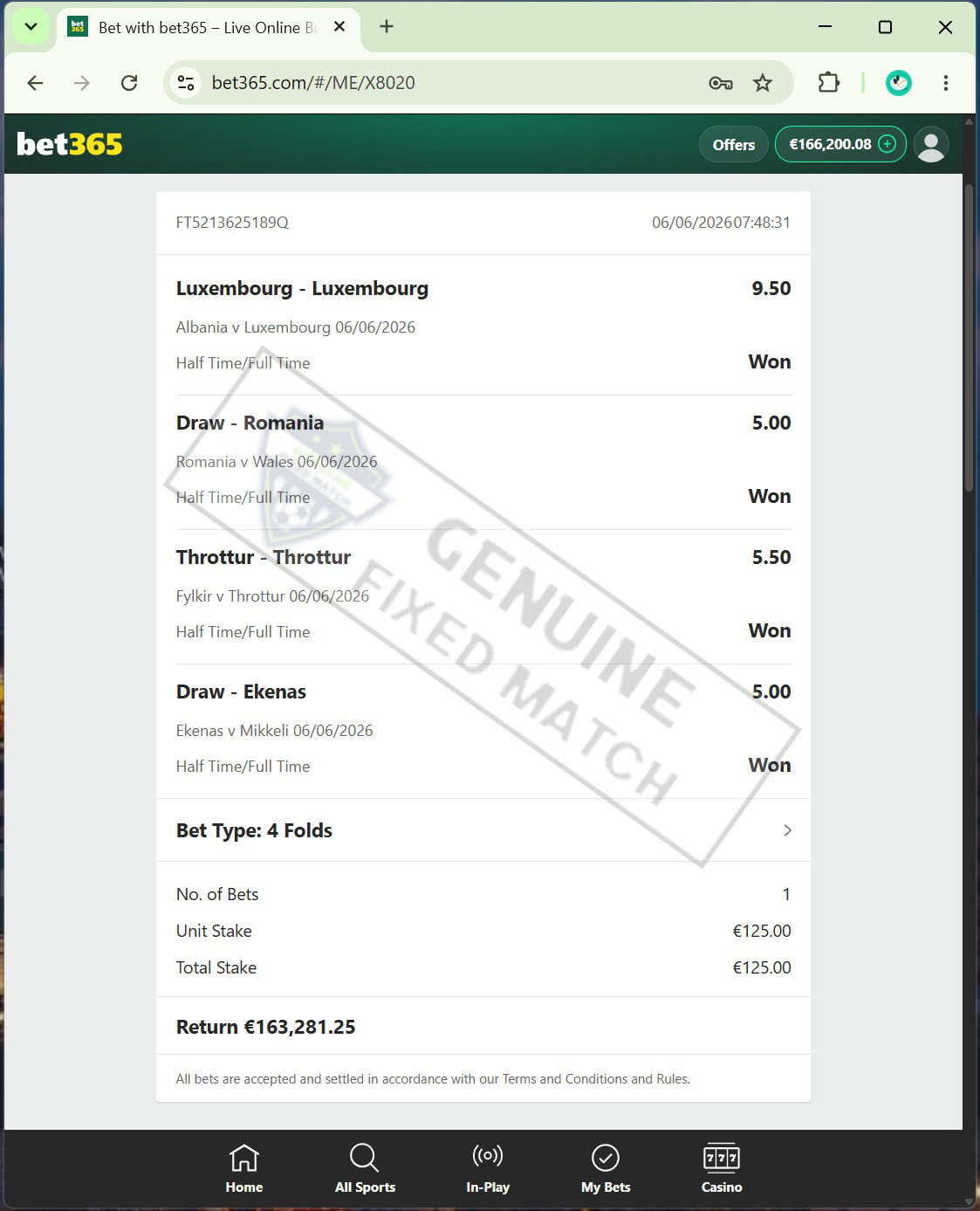 Best Fixed Matches