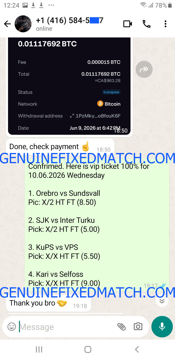 Correct Score Fixed Match