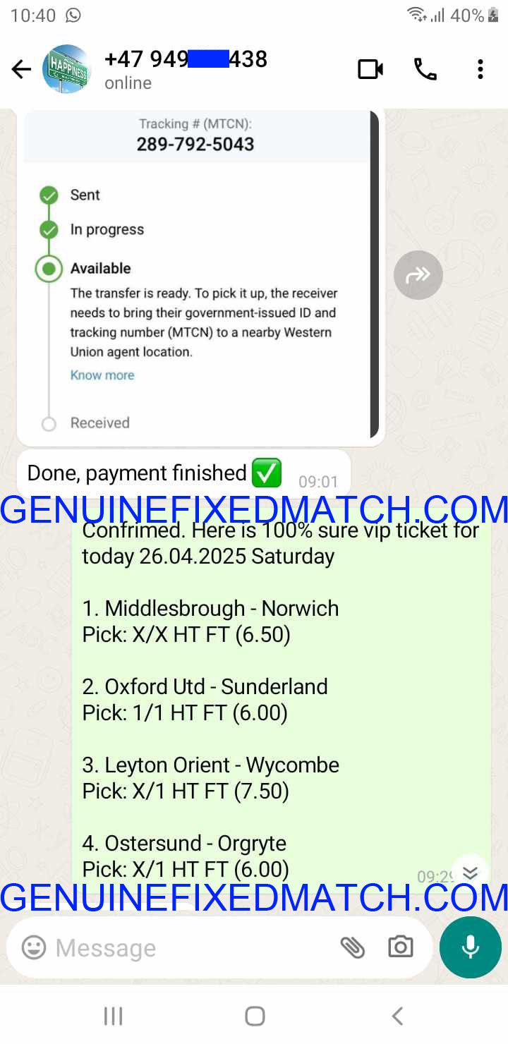 Buy Fixed Matches 100% Sure