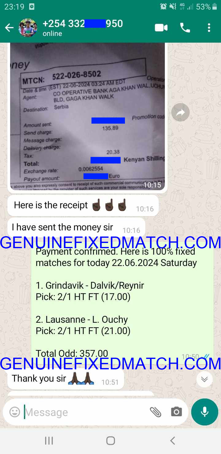 Buy Fixed Matches 100% Sure