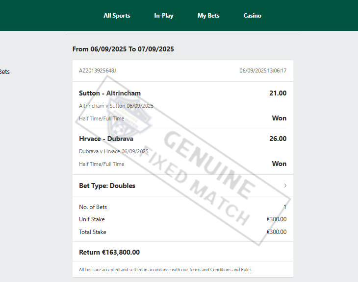 Fixed Matches 100%  Sure