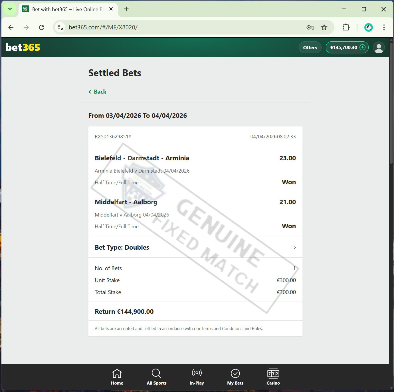 Fixed Match 100% Sure