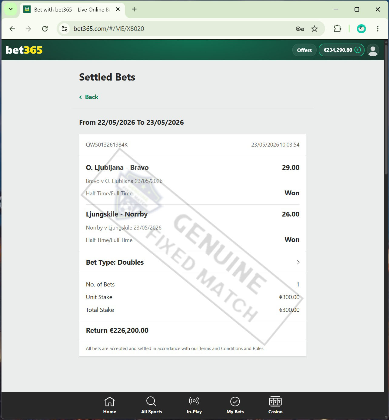 Fixed Matches 100% Sure