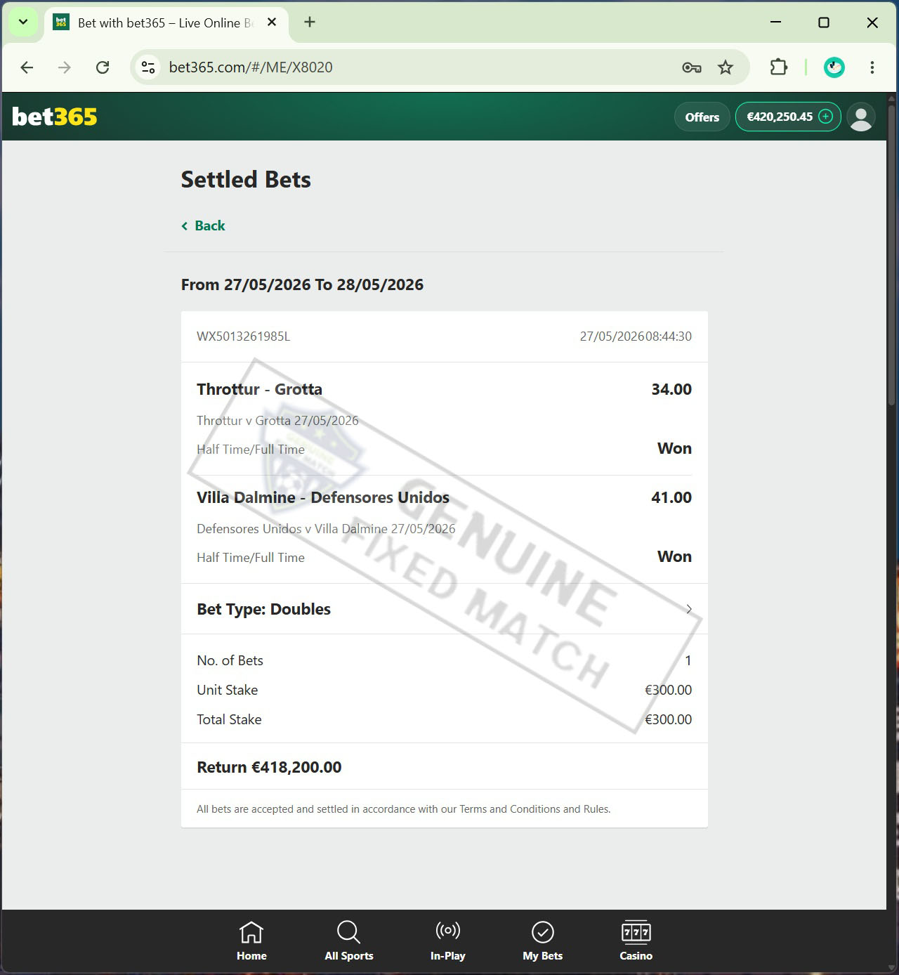 Find Fixed Matches