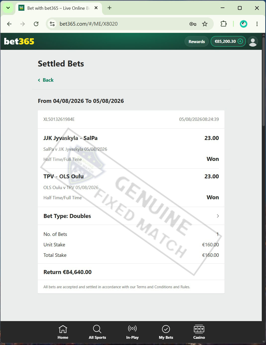 Fixed Matches 100 Sure