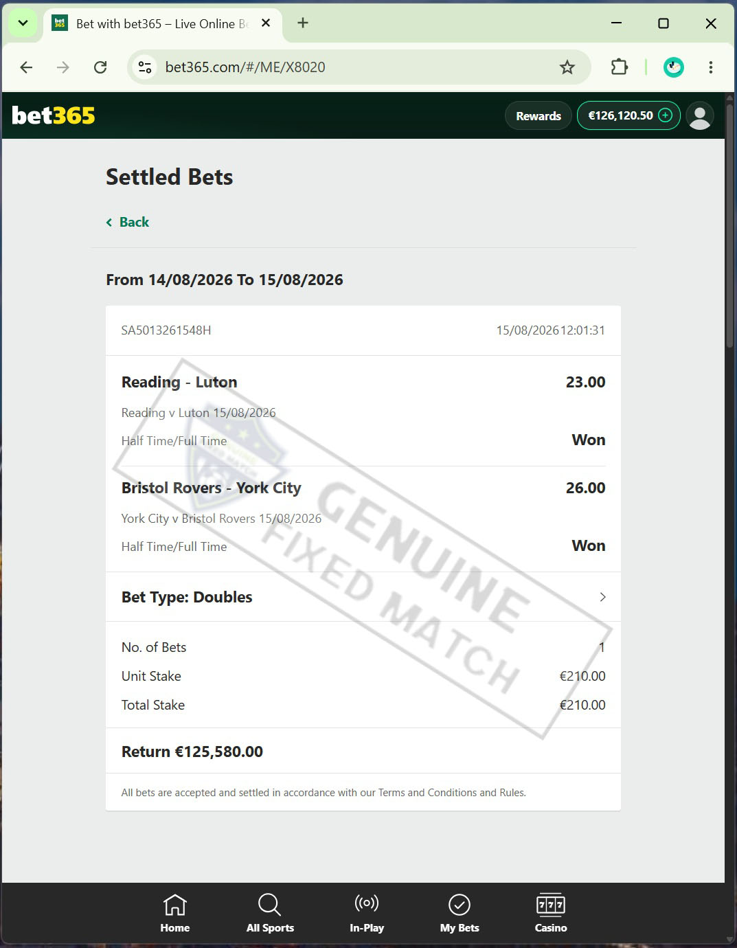 Fixed Matches 100 Sure