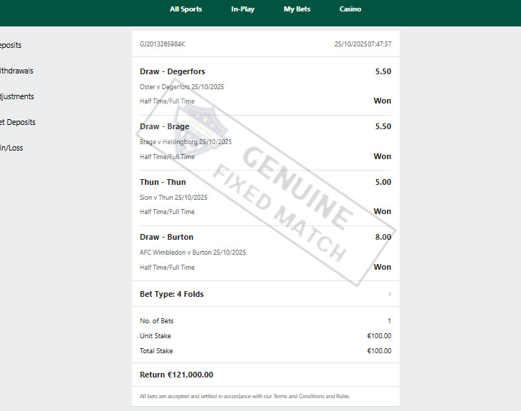 Fixed Match 100% Sure