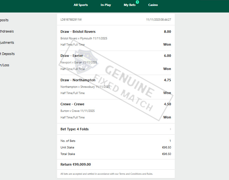 Fixed Match 100% Sure