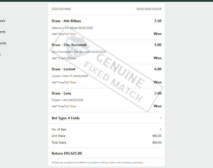 Fixed Matches 100% Sure