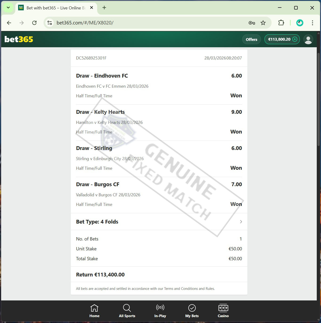 Fixed Match 100% Sure