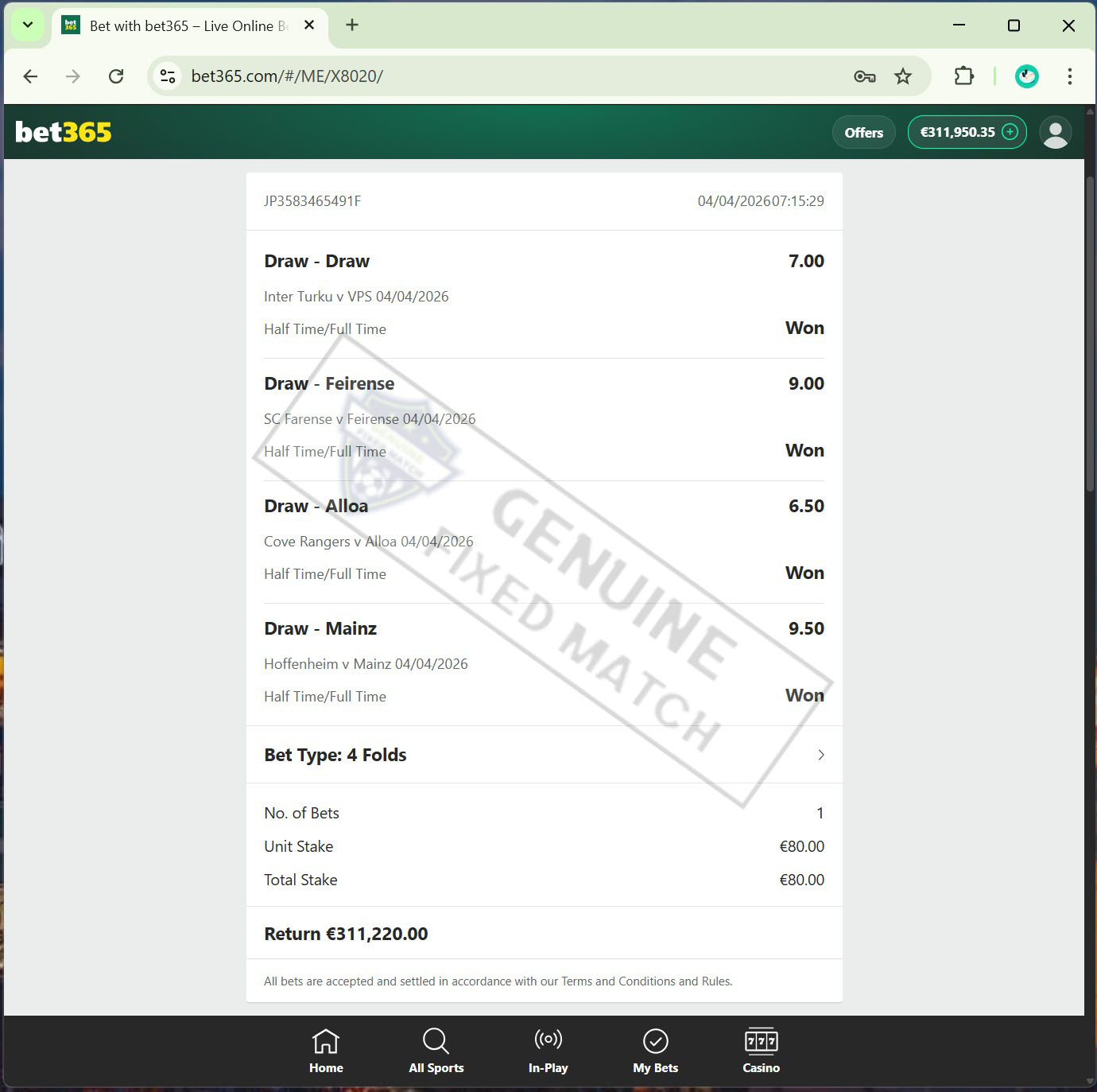 Correct Fixed Matches
