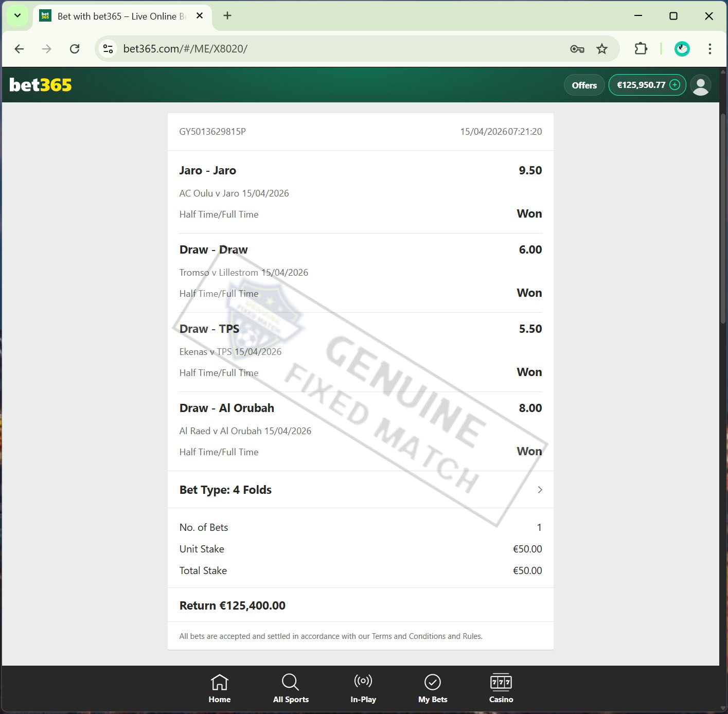 Fixed Match 100% Sure