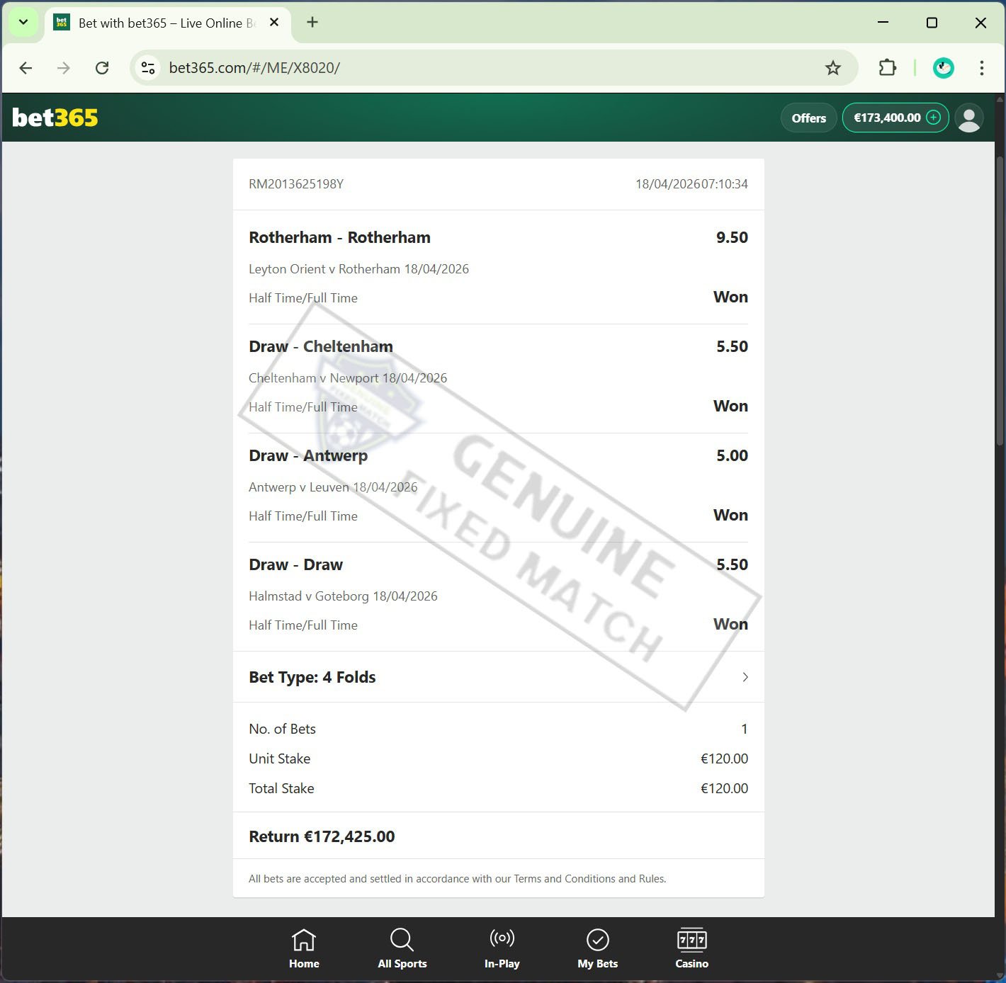 Fixed Match 100% Sure