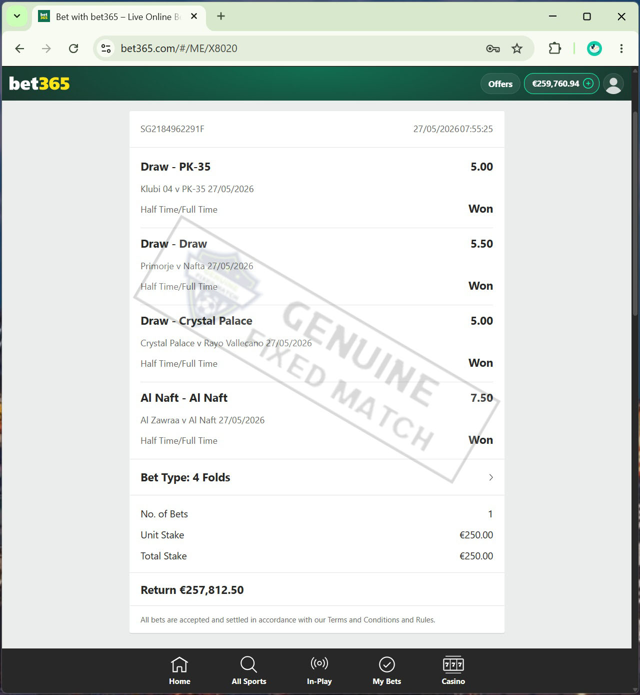 Buy 100% Soccer Fixed Odds