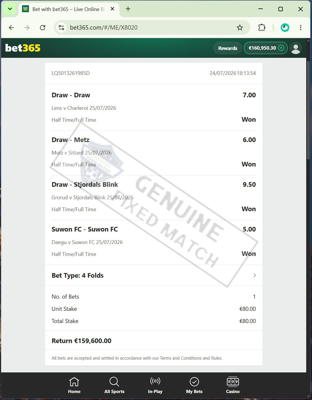 Correct Score Fixed Matches