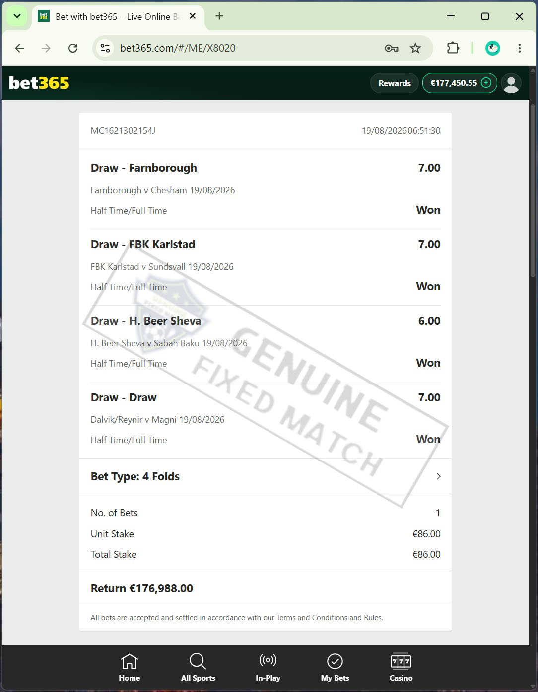 Correct Fixed Matches