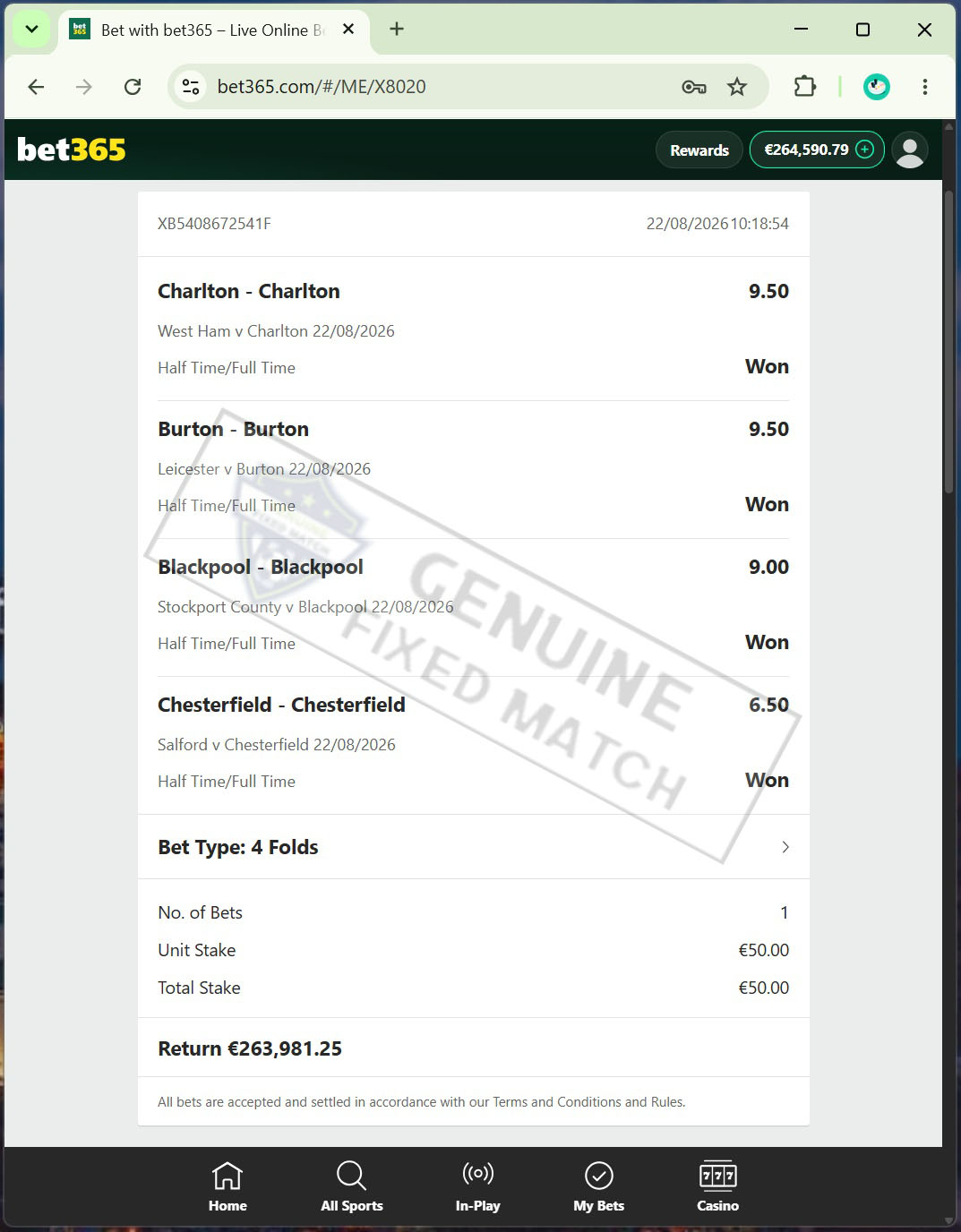 Correct Fixed Matches