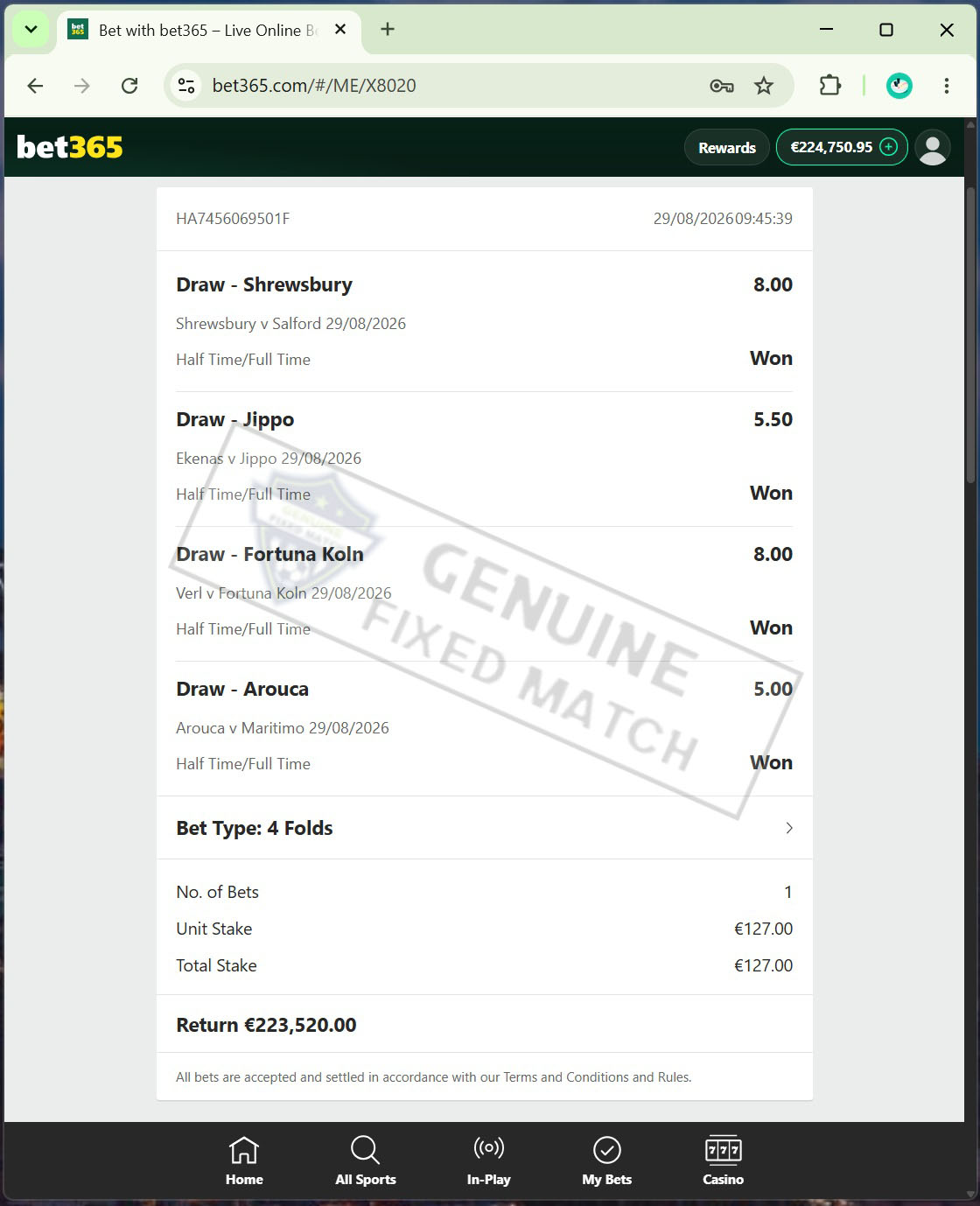 Single Fixed Matches 100% Sure